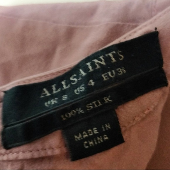 All Saints Tonya Stitch Dress Mauve Pink Silk - Picture 5 of 6